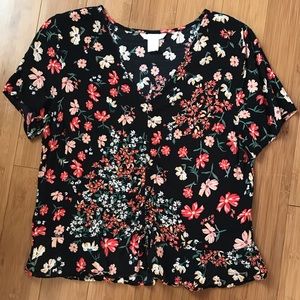 Ruched front ruffle top